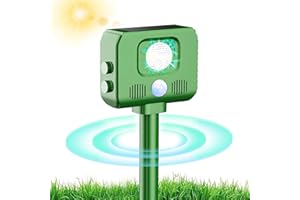 LEMENG Repelente de Gatos, Repelente ultrasónico de energía Solar, Impermeable a frecuencia Ajustable para ahuyentar Animales, 5 Modos Ajustables, Repelente ultrasónico para Animales