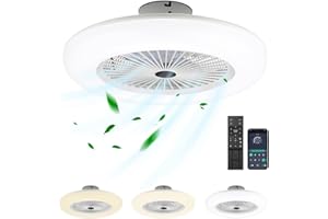 Izrielar Ventilatore da Soffitto con Luce e Telecomando, 80W Smart LED Dimmable Ventilatori da Soffitto 3 Light Color Change e 6 Velocità Della Ventola per Camera da Letto Soggiorno