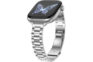 Dolstrap Thin Metal Straps Compatible with Apple Watch Strap 42(Series 11/10)/41/40/38mm, Women Dressy Stainless Steel Slim Band Compatible for iWatch SE 3/2/1 Series 11 10 9 8 76 5 4 3 2 1, Silver