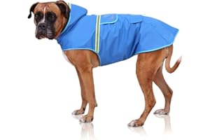 Bella & Balu Płaszcz dla psów – wodoszczelna kurtka dla psa z kapturem i elementami odblaskowymi do suchych, bezpiecznych spacerów z psem, na plac zabaw i urlop z psem (L, niebieski)