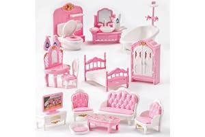 GW BOX 20 Pcs Minihouse Furniture Set Miniature Plastic Bedroom Living Room Bathroom 1:12 Scale Minihouse Accessories Miniature Furniture Accessories Model for Mini Dreamhous