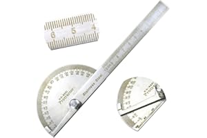 WANTOUTH Acier inoxydable métal rapporteur tête ronde 0-180 degrés règle d'angle bras jauges d'angle Finder outil de mesure pour machiniste ingénieur artisan charpentier travail du bois peinture