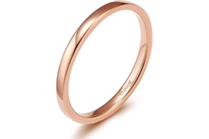 Zakk Anello da donna e uomo in titanio lucido, sottile Anello di fidanzamento a fascia impilabile 2mm 4mm 6mm