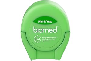 Fil dentaire Biomed 50 m | Revêtement en cire végétalienne |100% recyclé, fabriqué en Italie | Saveur Menthe et Yuzu