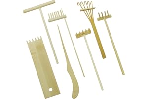 Cayway 7 Pz Rastrelli da Giardino Zen in Bambù, Mini Zen Attrezzi da Giardino, Attrezzi da Giardino Zen Mini Zen Sand Garden Kit per La Decorazione Del Giardino in Miniatura