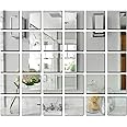 Wall1ders 3D Acrylic Mirror Stickers For Wall - Big Square 30 - Each Piece Size 10 Cm - (4 Inch) (Silver), Self-Adhesive, Floor