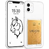 URUCHI Kartlıklı Crystal Şeffaf Kılıf iPhone 12 i&ccedil;in, [Sararma &Ouml;nleyici] [Kamera Koruma] [Kart B&ouml;lmeli] Şeffaf Şok Ge&ccedil;irmez K