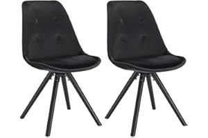 ‎WOLTU WOLTU® BH196sz-2 2 x Esszimmerstühle 2er Set Esszimmerstuhl, Sitzfläche aus Samt, Design Stuhl, Küchenstuhl, Holzgestell, Schwarz