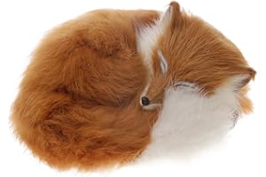 KESOTO Carino Realistico Sonno Volpe Vera Pelliccia Pelose Animale Interno Giallo Ornamento