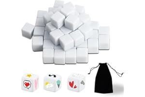 DEAMOS Blank White Dice, 20MM Acrylic Blank D6 Dice, White Cubes for Board Games,Parties,Fun,Maths Teaching,DIY (50pcs-20mm)