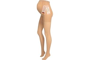 Herzmutter Umstandsstrumpfhose 50DEN OekoTex100 Halb-Transparent - Matt-Soft Schwangerschaftsstrumpfhose - Beige-Schwarz - 1800