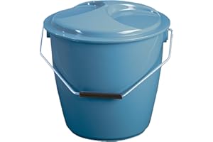 Denox DEN396 Cubo con Tapa 16L, Azul, diámetro 325x330 mm