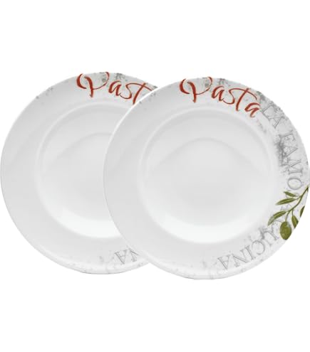 ELIH 2er Set Pizzateller Gourmet XL – 34 Cm Durchmesser, Hartporzellan, Weiß, Spülmaschinenfest