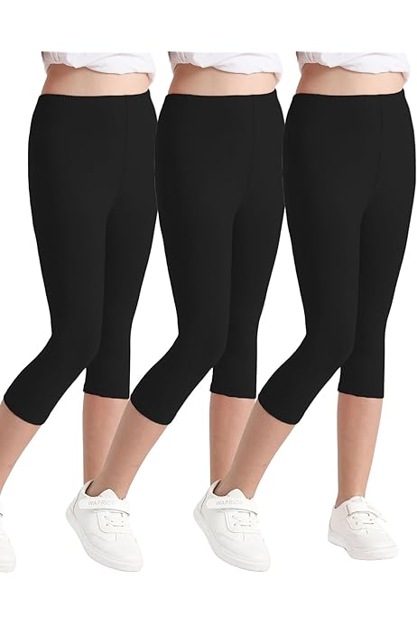 Leggings Donna 3/4 In Cotone - Pantaloni Capri Sportivi, Vita Alta, Opachi, Con Pizzo, Per Yoga O Casual