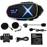 K16 2X Bluetooth Motosiklet Kask Interkomu, Bluetooth 6.0, &Ccedil;ift Y&ouml;nl&uuml; Konuşma, HD Ses, G&uuml;r&uuml;lt&uuml; Azaltma, 1200 Metre Menzil, 40