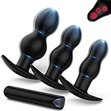 Vooloka Anal Toys Sex Toys for Men, Anal Plug Set 3Pcs 10 Modes Vibrating Butt Plug, Prostate Massager Adult Toys Buttplug Se