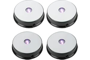 CDIYTOOL Colorful Led Light Display Base, Display Stand for Crystals Glass Art Figurine Merchandise, Lighted Seven Color Changing Lights Display Holder 3 AAA Batteries Powered (Black,4 Pieces)