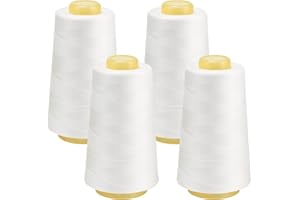 FOGAWA 4 rotoli Rocchetti di filo da cucito 40S/2, 3000 Yards Filato da cucito universale poliestere filo da cucito a mano Filo da cucire per Cucito, Quilting, Patchwork (Bianco)