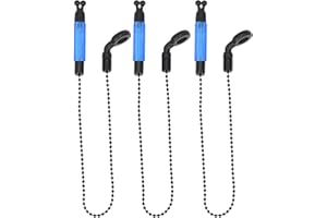 GANQUER 3PCS Bite Indicator Portable Bobbins Hangers Fishing Alarms with Chain Illuminated LED Indicator with Alarm Function Blue for Outdoor Rod Illuminated(Blue,size:33cm)