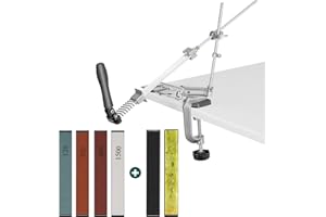 MusyVocay Affilacoltelli manuali professionali 6 pietre per affilare, affilacoltelli con design girevole a 360° per cucina domestica, macinazione di parti di precisione