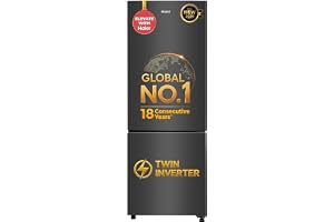 Haier 237 L 2 Star Frost Free Twin Inverter Double Door Bottom Mount Refrigerator with Extra Spacious 2X Veg Box (HEB-242EGBA-P, GE Black, 2026 Model)