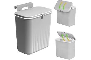 Wuzdy Papperskorg, soptunna, 12 l sopkorg för kök, hängande soptunna, sophink med lock, köksavfallskorg, utan borrning eller