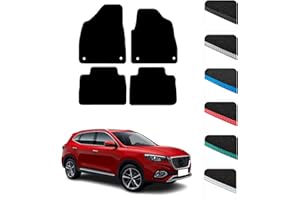 GCM - Car Floor Mats for MG HS Auto 2019 To 2023 Full Coverage Floor Protection - Anti Slip & Fit Car Mat with Clips Easy to Clean Car Carpet for All-Weather- Black Edging, Carpet