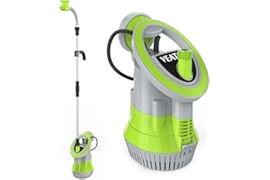 VEATON 350W Submersible Water Butt Pump, 4000L/H Rain Barrel Pump with 8m Cable, Auto/Manual Modes, Drainage Water for Water Tank Pond Pool Cellar and Hot Tub