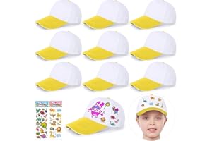 saijer Gorras De Béisbol Niños, 9 Piezas Gorras Infantiles para Pintar Gorra De Béisbol Infantil Blanca Sombreros para Colorear DIY Sombreros De Béisbol para Niños Blanco Gorras Casual Gorra Graffiti