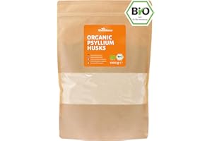 ‎RHEINNATUR RheinNatur Bio Flohsamenschalen gemahlen 1 kg - Laborgeprüft - Fein gemahlenes Pulver - Reich an Ballaststoffen, ideal zum Backen - 1000g Beutel