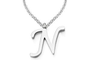 COOLSTEELANDBEYOND Nome Iniziale Lettera di Alfabeto da A-Z Ciondolo, Collana con Pendente da Donna Uomo, Acciaio, 50cm Corda Catena
