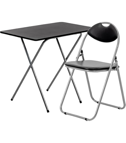 Harbour Housewares Wooden Folding Desk & Chair Set - Black/Black