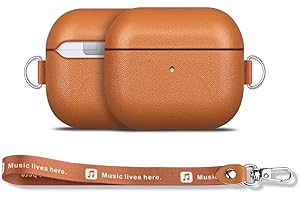 Haobobro Etui kompatybilne z Airpods trzeciej generacji - Ręcznie wykonane - etui ochronne ze skóry wołowej - karabińczyk/sznurek w zestawie - skórzane etui na Airpods 3 - brązowe