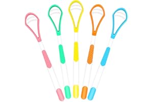 KASESSS 5 sztuk, skrobaczka do języka, z tworzywa sztucznego, do czyszczenia języka, przenośna skrobaczka do języka dla dorosłych i dzieci, skrobaczka do jamy ustnej, środki czyszczące do języka,