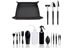 POFIBO Lot de 16 tapis de rempotage imperméables - 75 x 75 cm - Avec mini outils de jardinage - Pour le jardinage à la maison, la pépinière, les pots de plantes succulentes - Noir