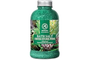 Sels de Bain Epicéa 600g - 100% Naturelle Sel de Mer avec Huile Essentielle de Pin Suisse pour Bath & Bon Sommeil - Soulagement du Stress - Soin du Corps - Détente - Aromathérapie
