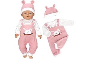 SCBOY Vetement Poupee pour Poupee Bebe 35-43 Cm Accessoire Poupon(Poupées Non Incluses) avec Chapeau Manches Longues Pantalon Meilleur Cadeau pour Les Enfants