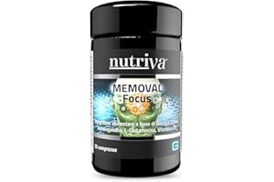 NUTRIVA Memoval Focus, Integratore alimentare a base di Bacopa, Colina, Ashwagandha, L-Glutammina, Vitamina B1. Utili al mantenimento della memoria e al benessere mentale. 30 compresse.