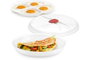Tescoma 705030 Purity Microwave Cuoci Uova al Tegamino, Plastica, Bianco, con rivestimento antiaderente, Diametro 21.5 cm, Altezza 4 cm