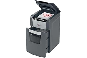 Rexel Optimum Auto Feed+ Automatyczna Niszczarka do Papieru, 130 Arkuszy, Bezpieczeństwo P-4 Cross Cut, Tnie na Konfetti, do Małego Biura, Pojemność 44 L, 2020130X