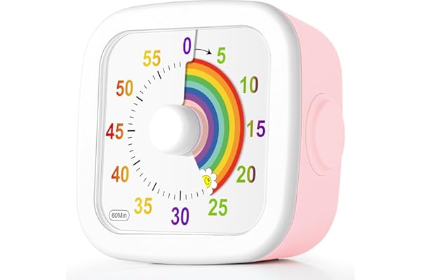 HOTUT Minuteur Visuel Enfant, 60 Minutes Chronometre Enfant et Compte à Rebours, Timer Enfant Apprentissage, Outil de Gestion du Temps Silencieux pour Cuisine, Salle de Classe, Réunions - Rose