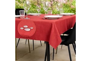 Flowen Mantel Antimanchas Mesa Rojo 140x140 Hule Made in Italy Manteles Mantel de Interior Elegante para Ocasiones de Mesa Jardín Poliéster Repelente al Agua