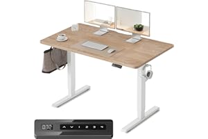 Cubiker Electric Standing Desk For Computer and Gaming, 120 x 60cm Height Adjustable Sit Stand Electric Home Office Desk with 4 Memory Smart Pannel, 4 Pieces Splice Board, Oak Table Top