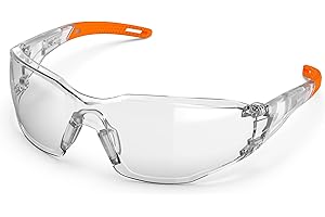 TOREGE Gafas protectoras transparentes – Merluza ajustable, antivaho y antiarañazos, ligeras con agarres de goma antideslizantes – Cumple con ANSI Z87