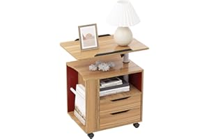 SogesHome Comodino regolabile in altezza per camera da letto cassettiera con cassetto con ripiano orientabile ruote universali richiudibili