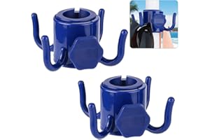 BASOYO 2 Pack Beach Umbrella Hanging Hook with 4 Hooks Plastic Umbrella Hook Hanging for Towels Hats Clothes Bags Beach Umbrella Hooks Four Fork Plastic Umbrella Hooks Suitable For Beach Camping Trips