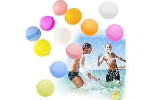 DAILINK 12PCS Globos de Agua Reutilizables Globo de Agua in Silicona, Globos de Agua Verano Splash Fun Bolas de Agua Llenado Rápido Llenar Globos de Agua para Exteriores Piscina Playa Fiestas Acuáticas