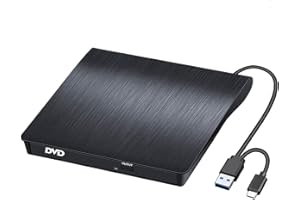 BEVA External CD DVD Drive, Type-C USB 3.0 Portable CD/Dvd +/-Rw Drive Slim DVD/CD Burner Player For Laptop Desktop PC MacBook, Windows 11/10 / 8/7 / XP/Linux/MacOS
