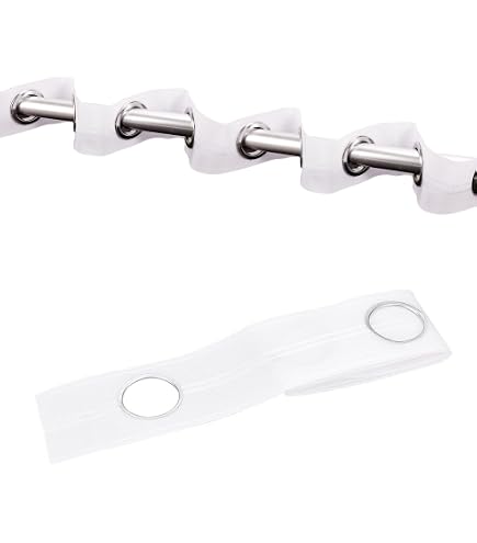 Trimming Shop Set di fili per tende e ganci, 3 m, con 6 ganci e 6 occhielli, da tagliare su misura, durevole, multiuso, per tende, velate e altro, bianco
