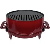 Lava D&ouml;k&uuml;m Yuvarlak Mangal Izgara Set D&ouml;k&uuml;m Demir Yekpare &Ccedil;ift Kulplu &Ccedil;ap (&Oslash;)36cm.-Bordo